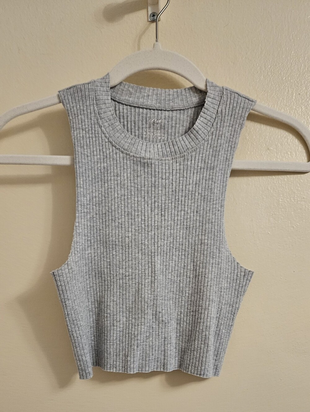 Aerie Ribbed Sleeveless Crop Tank Top - Gray